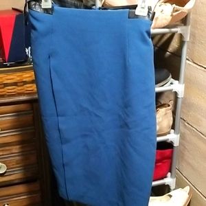 High rise faux leather trim skirt